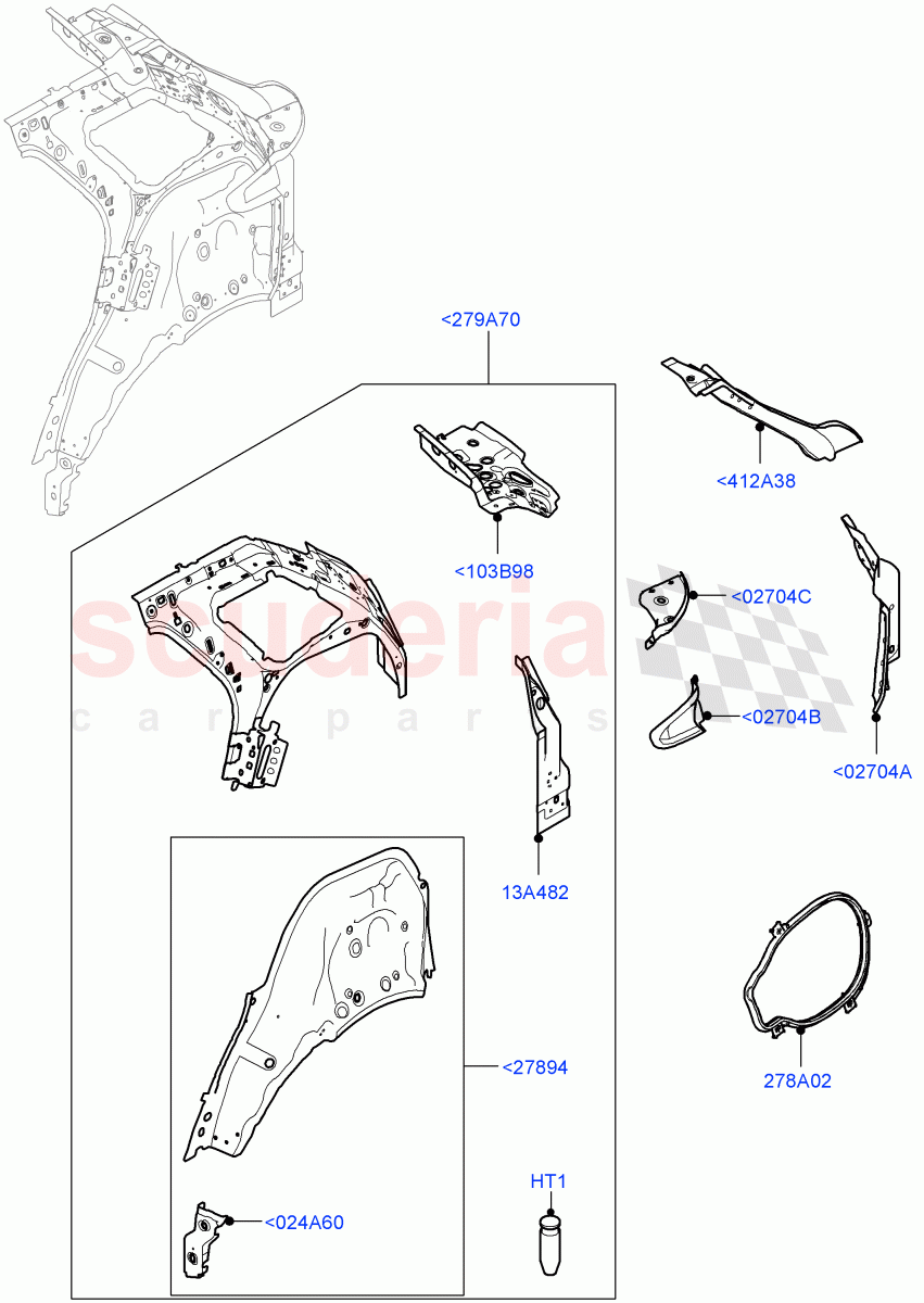 Side Panels - Inner (Middle - Rear, Inner - Rear) (Changsu (China)) of Land Rover Land Rover Range Rover Evoque (2019+) [1.5 I3 Turbo Petrol AJ20P3]