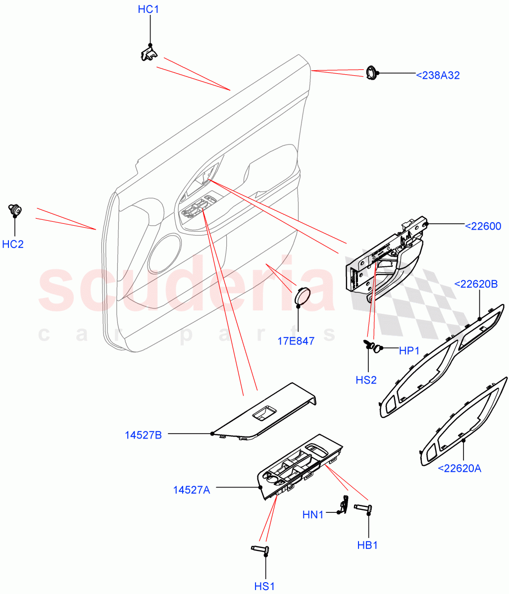Front Door Trim Installation (2 Door Convertible, Halewood (UK)) of Land Rover Land Rover Range Rover Evoque (2012-2018) [2.0 Turbo Petrol AJ200P]