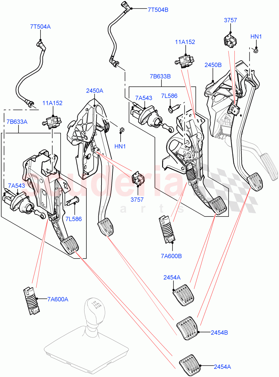 Brake And Clutch Controls (6 Speed Manual Trans BG6, Halewood (UK)) ((V) FROMMH000001) of Land Rover Land Rover Discovery Sport (2015+) [2.0 Turbo Petrol GTDI]