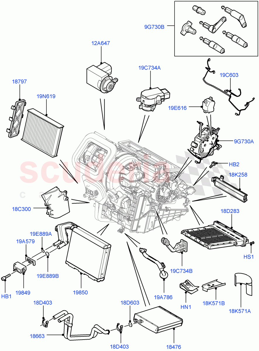 Heater/Air Cond.Internal Components(Main Unit)(Itatiaia (Brazil))((V)FROMGT000001,(V)TOKT999999) of Land Rover Land Rover Discovery Sport (2015+) [1.5 I3 Turbo Petrol AJ20P3]