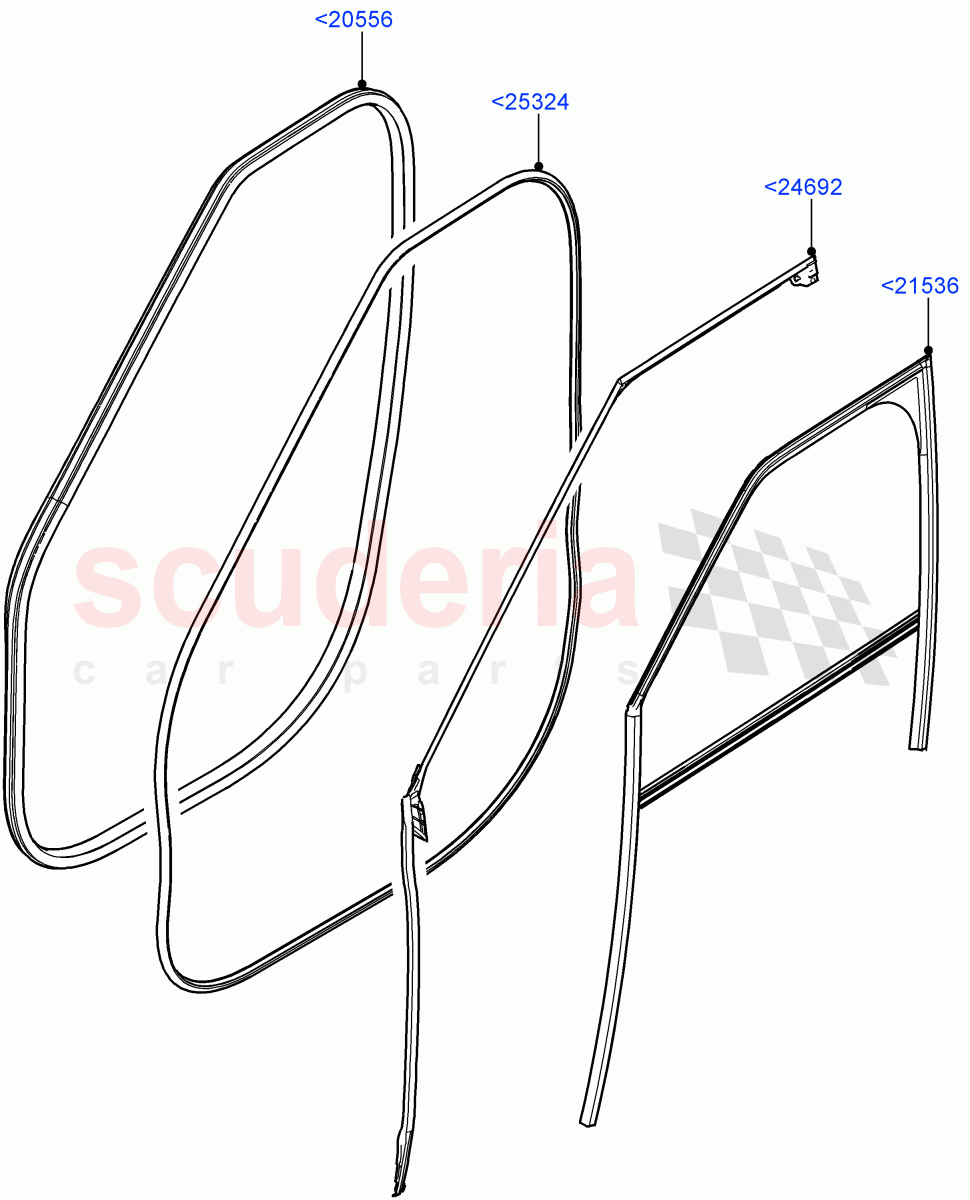 Front Doors, Hinges & Weatherstrips(Seal) of Land Rover Land Rover Range Rover Velar (2017+) [5.0 OHC SGDI SC V8 Petrol]