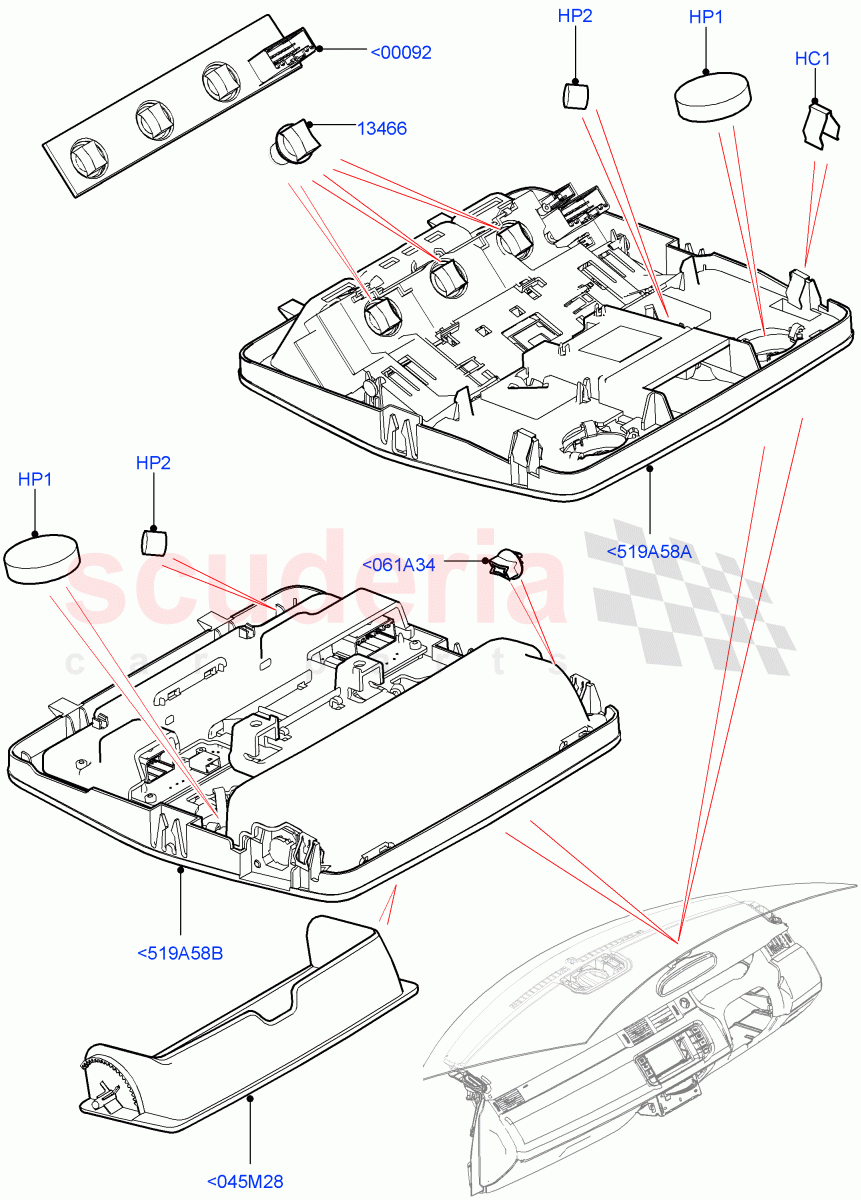 Console - Overhead(Halewood (UK)) of Land Rover Land Rover Range Rover Evoque (2012-2018) [2.0 Turbo Petrol AJ200P]