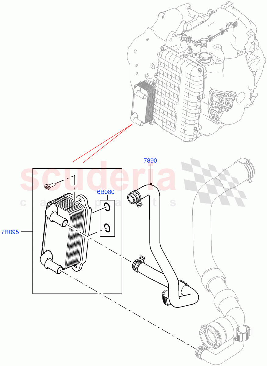 Transmission Cooling Systems (2.2L CR DI 16V Diesel, 9 Speed Auto AWD, Halewood (UK)) ((V) FROMEH000001) of Land Rover Land Rover Range Rover Evoque (2012-2018) [2.0 Turbo Petrol GTDI]