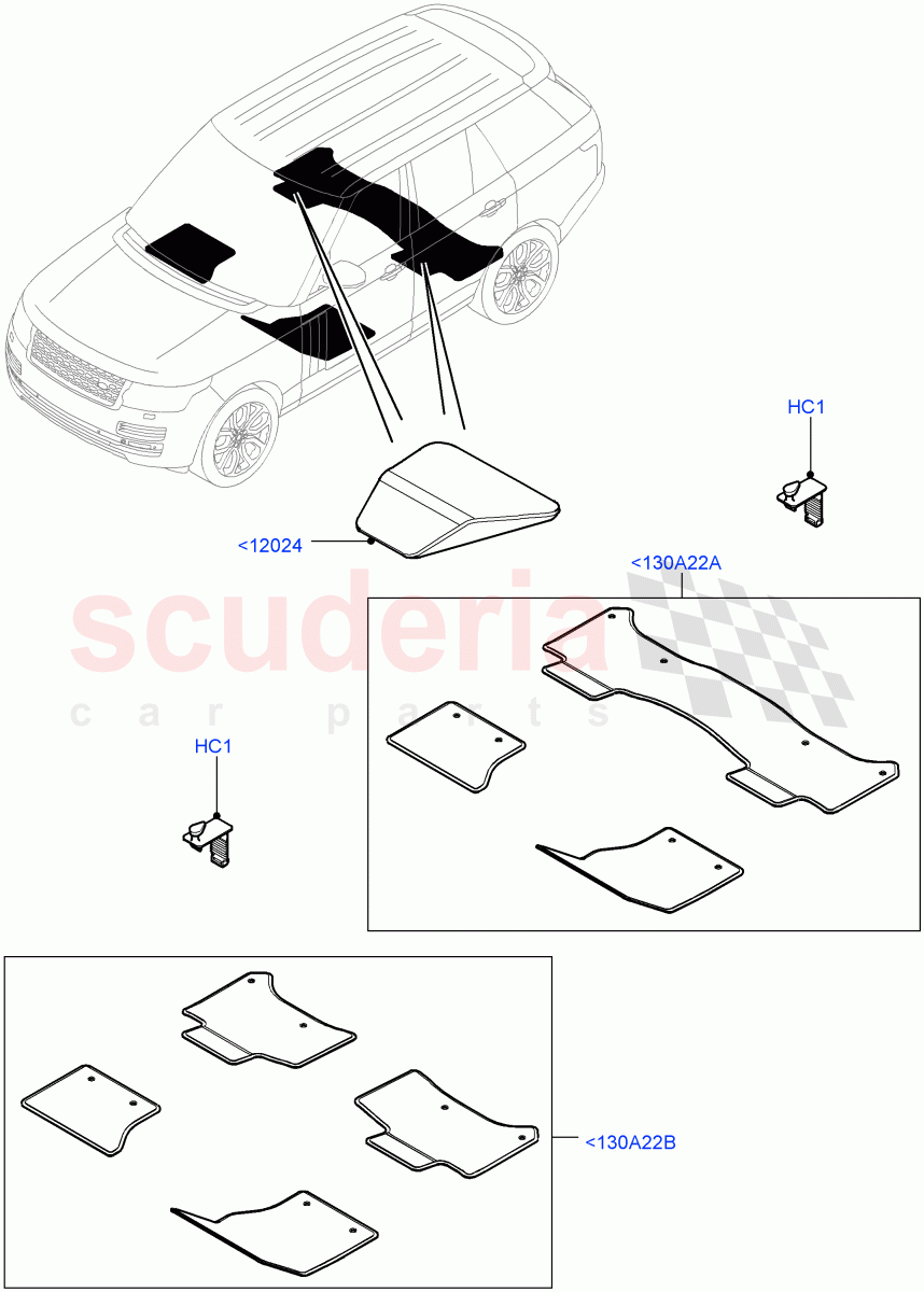 Floor Trim(Floor Mats)(Armoured,Less Version Package,Version - Core) of Land Rover Land Rover Range Rover (2012-2021) [2.0 Turbo Petrol AJ200P]