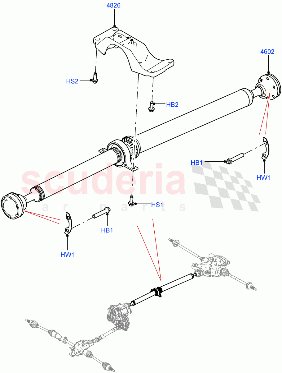 Drive Shaft - Rear Axle Drive (Propshaft) (Standard Wheelbase) ((V) TOL2999999) of Land Rover Land Rover Defender (2020+) [2.0 Turbo Diesel]
