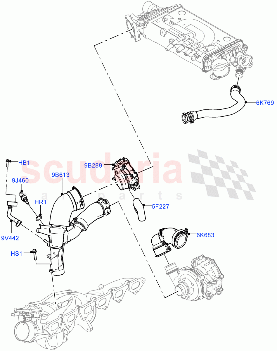 Intercooler/Air Ducts And Hoses(Air Ducts And Hoses)(3.0L AJ20P6 Petrol High)((V)FROMMA000001) of Land Rover Land Rover Range Rover Velar (2017+) [3.0 I6 Turbo Petrol AJ20P6]