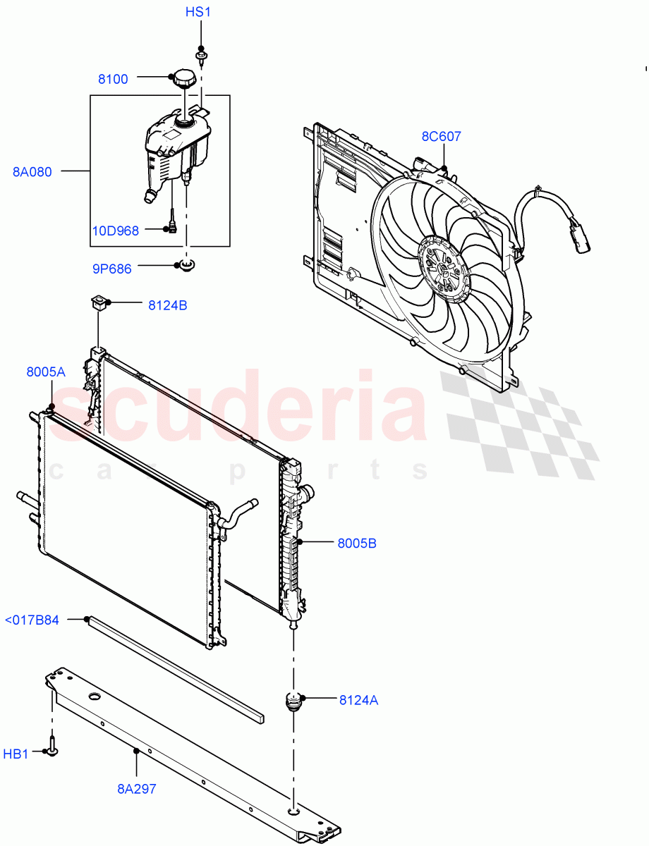 Radiator/Coolant Overflow Container(2.0L AJ20D4 Diesel LF PTA,6 Speed Manual Trans BG6,Halewood (UK),2.0L AJ20D4 Diesel Mid PTA,2.0L AJ20D4 Diesel High PTA,9 Speed Auto Trans 9HP50) of Land Rover Land Rover Discovery Sport (2015+) [2.0 Turbo Diesel]