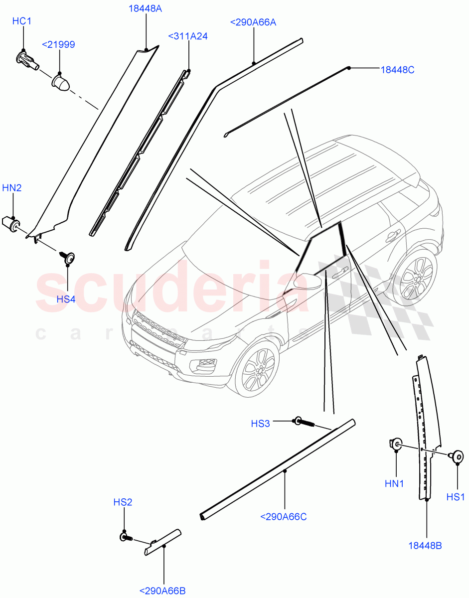 Front Doors, Hinges & Weatherstrips (Finishers) (5 Door, Changsu (China)) ((V) FROMEG000001) of Land Rover Land Rover Range Rover Evoque (2012-2018) [2.0 Turbo Diesel]