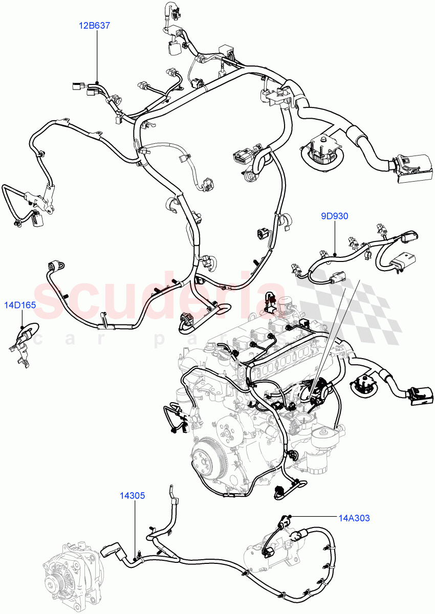 Electrical Wiring - Engine And Dash(2.0L 16V TIVCT T/C 240PS Petrol) of Land Rover Land Rover Range Rover Sport (2014+) [2.0 Turbo Petrol AJ200P]