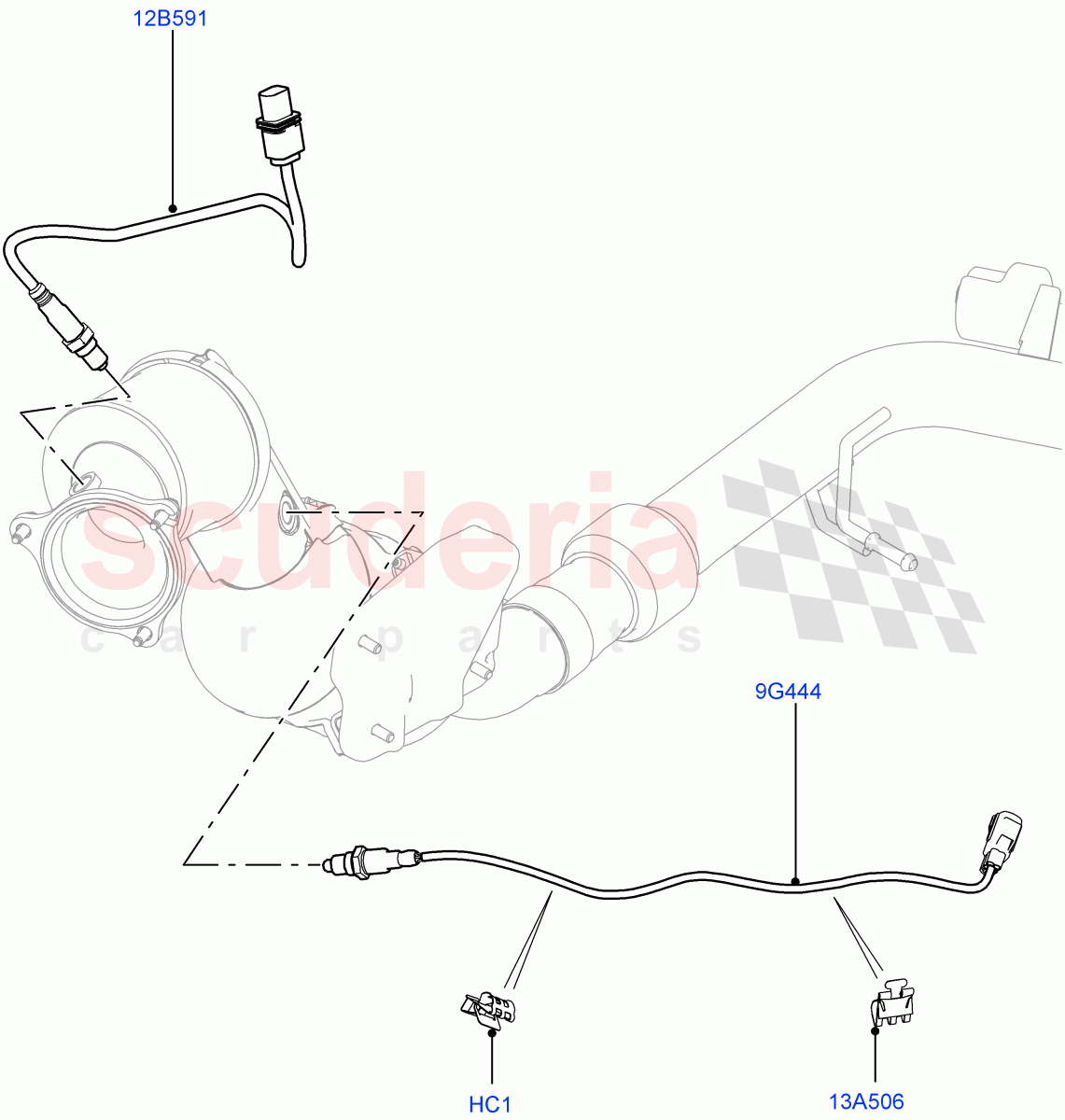 Exhaust System(Exhaust System Sensors)(2.0L 16V TIVCT T/C 240PS Petrol) of Land Rover Land Rover Range Rover Sport (2014+) [2.0 Turbo Petrol GTDI]