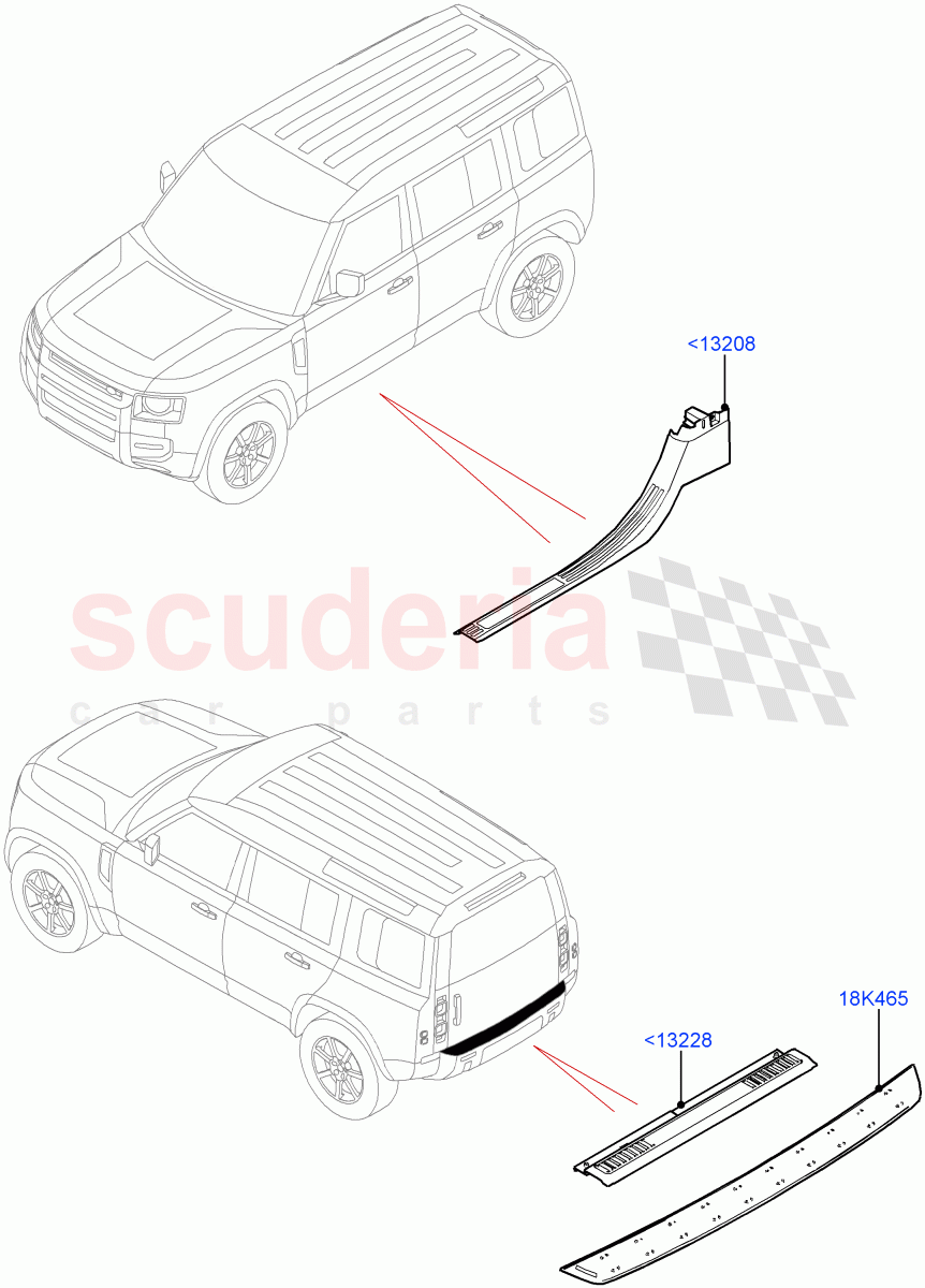 Door Sill Finishers of Land Rover Land Rover Defender (2020+) [5.0 OHC SGDI SC V8 Petrol]