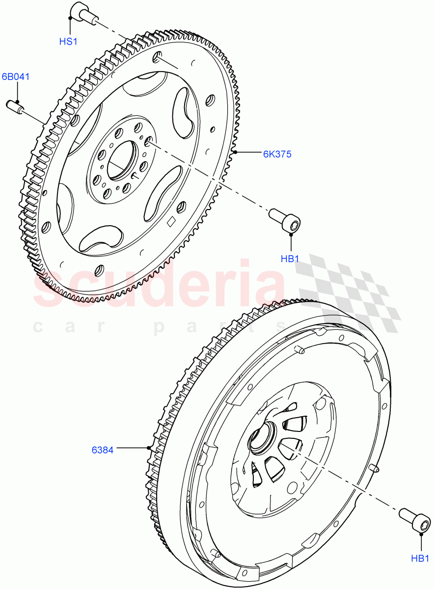 Flywheel(2.0L AJ20D4 Diesel Mid PTA,Halewood (UK),2.0L AJ20D4 Diesel LF PTA,2.0L AJ20D4 Diesel High PTA) of Land Rover Land Rover Discovery Sport (2015+) [2.0 Turbo Diesel]