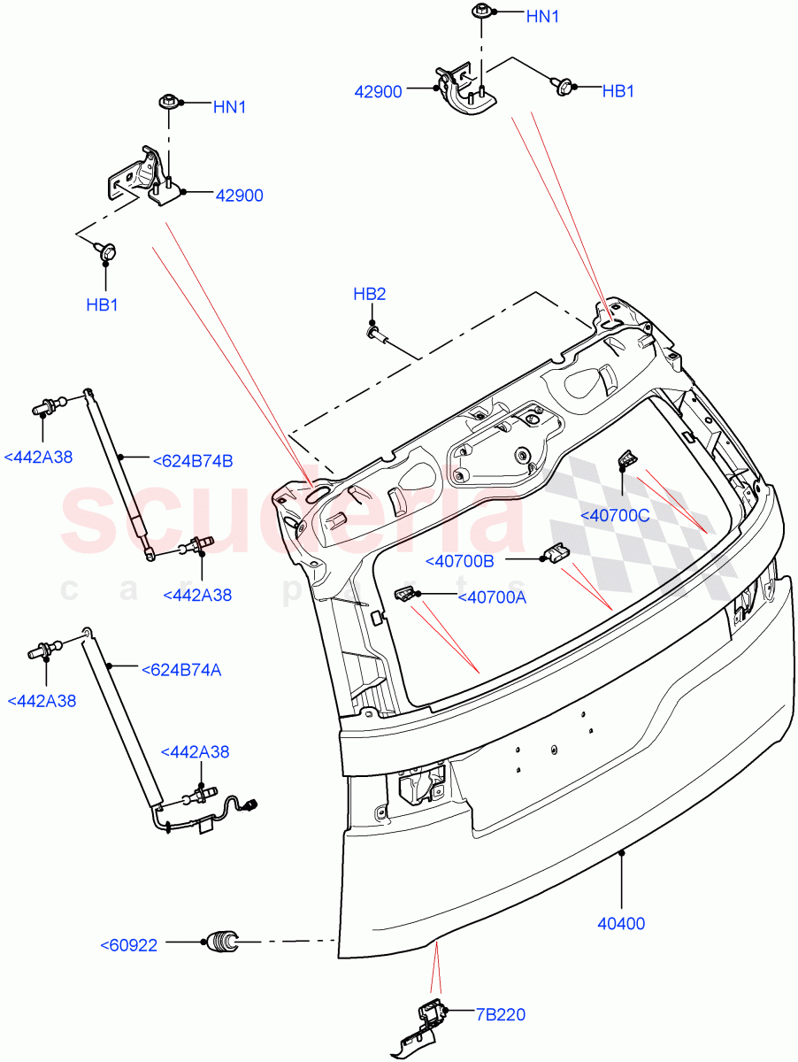 Luggage Compartment Door(Solihull Plant Build, Tailgate)((V)FROMHA000001) of Land Rover Land Rover Discovery 5 (2017+) [2.0 Turbo Petrol AJ200P]