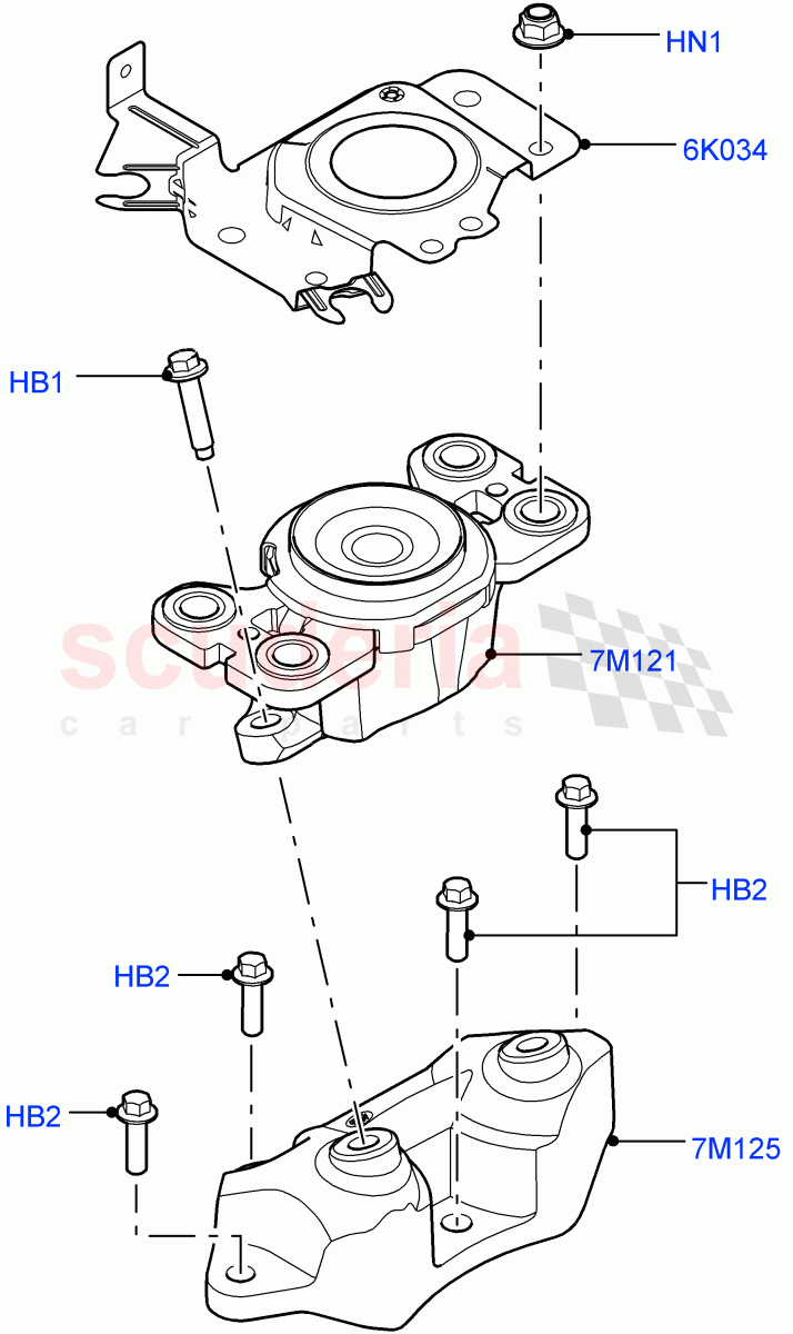 Transmission Mounting(2.0L I4 DSL MID DOHC AJ200,9 Speed Auto AWD,Itatiaia (Brazil),2.0L I4 DSL HIGH DOHC AJ200)((V)FROMGT000001) of Land Rover Land Rover Discovery Sport (2015+) [2.0 Turbo Diesel AJ21D4]