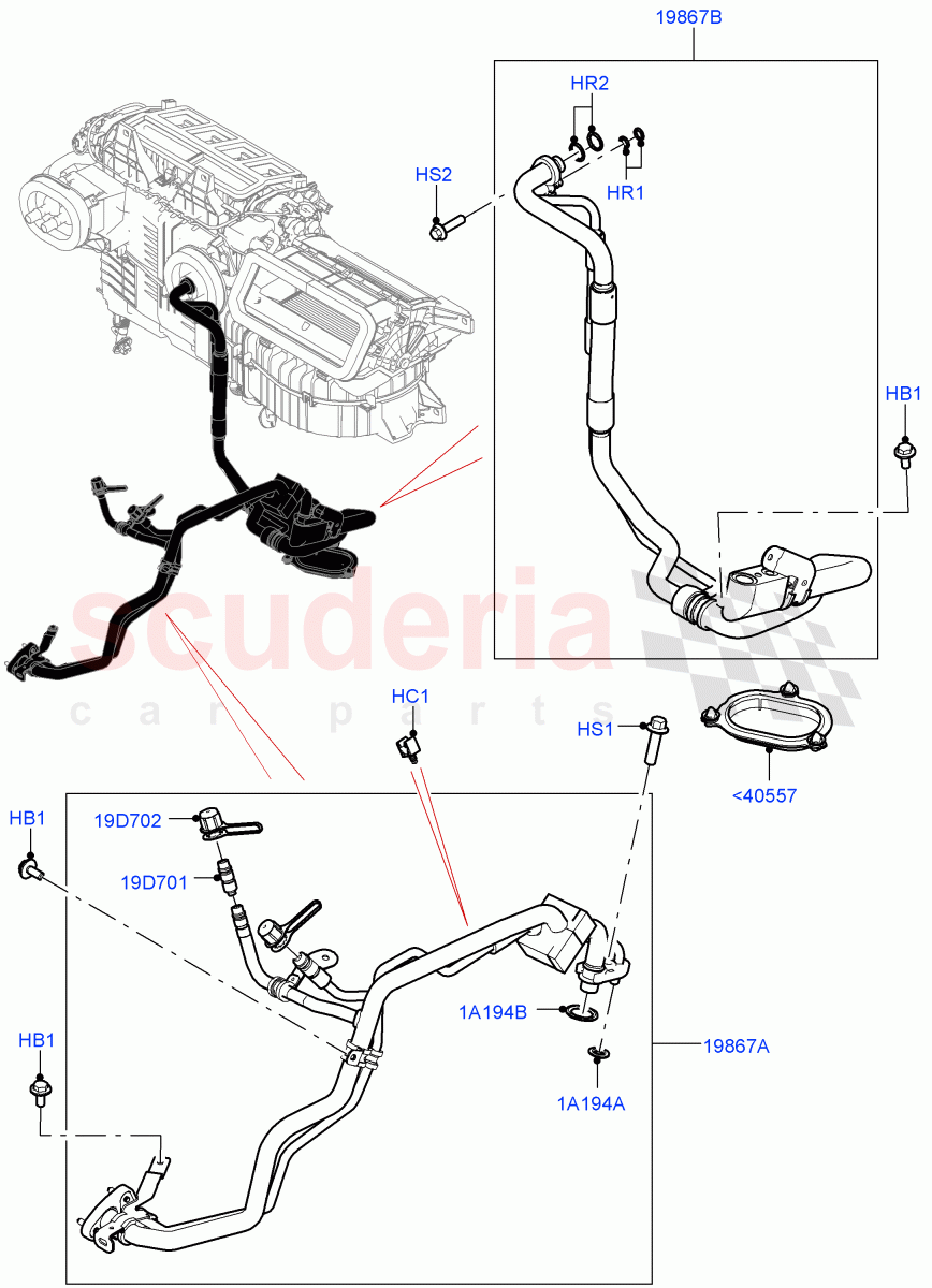 Air Conditioning System (3.0L AJ20P6 Petrol High, RHD, With Air Conditioning - Front/Rear, 2.0L I4 High DOHC AJ200 Petrol, With Front Comfort Air Con (IHKA), 2.0L I4 DSL HIGH DOHC AJ200, 3.0L AJ20D6 Diesel High) of Land Rover Land Rover Defender (2020+) [5.0 OHC SGDI SC V8 Petrol]