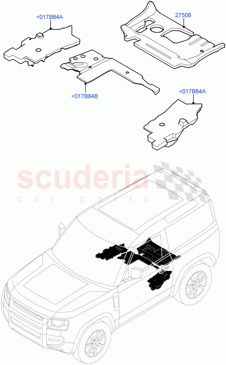 Insulators - Rear (Passenger Compartment) (Short Wheelbase) of Land Rover Land Rover Defender (2020+) [3.0 I6 Turbo Petrol AJ20P6]