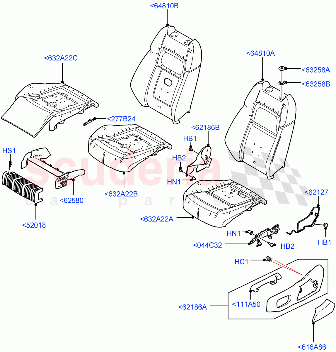 Front Seat Pads/Valances & Heating(Pads/Valances)(Version - Core,Non SVR)((V)FROMJA000001) of Land Rover Land Rover Range Rover Sport (2014+) [3.0 Diesel 24V DOHC TC]