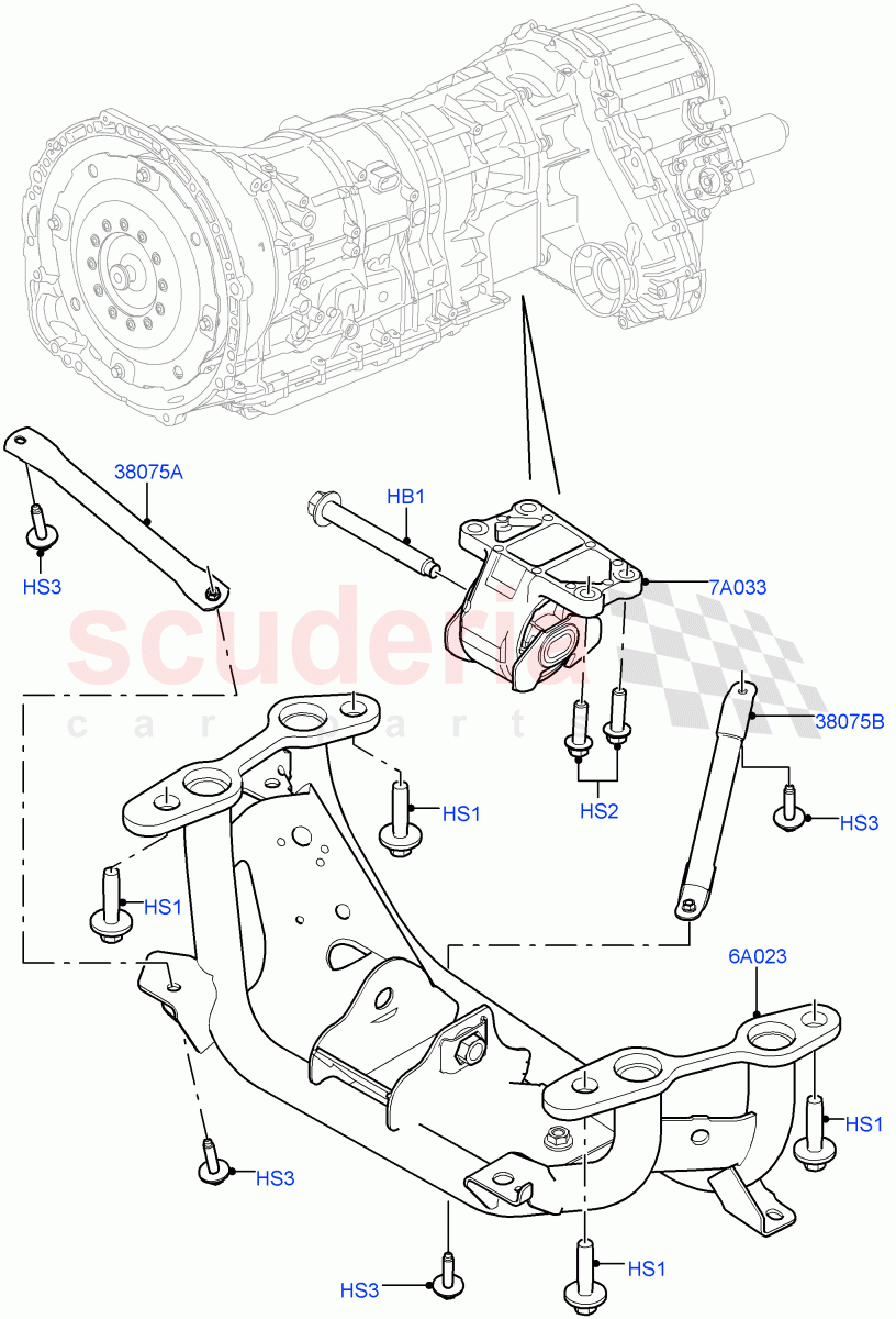 Transmission Mounting(3.0 V6 D Low MT ROW,3.0 V6 D Gen2 Mono Turbo,3.0 V6 D Gen2 Twin Turbo)((V)FROMJA000001) of Land Rover Land Rover Range Rover (2012-2021) [3.0 Diesel 24V DOHC TC]