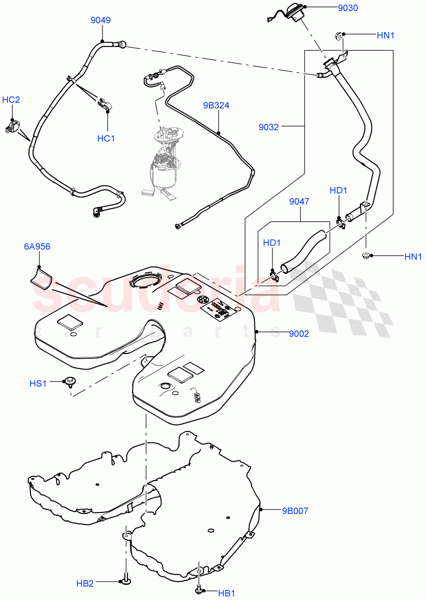 Fuel Tank & Related Parts(2.0L I4 High DOHC AJ200 Petrol)((V)FROMJA000001) of Land Rover Land Rover Range Rover Sport (2014+) [2.0 Turbo Petrol AJ200P]