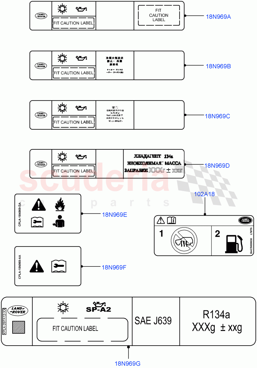 Labels(Air Conditioning) of Land Rover Land Rover Range Rover Sport (2014+) [3.0 I6 Turbo Petrol AJ20P6]