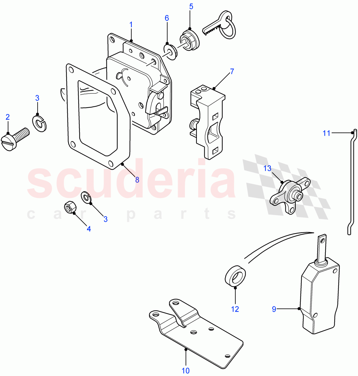 Rear End Door Latch Mechanism (Hard Top, 110" Wheelbase, 90" Wheelbase, Station Wagon - 5 Door, Station Wagon - 3 Door) ((V) FROM7A000001) of Land Rover Land Rover Defender (2007-2016)