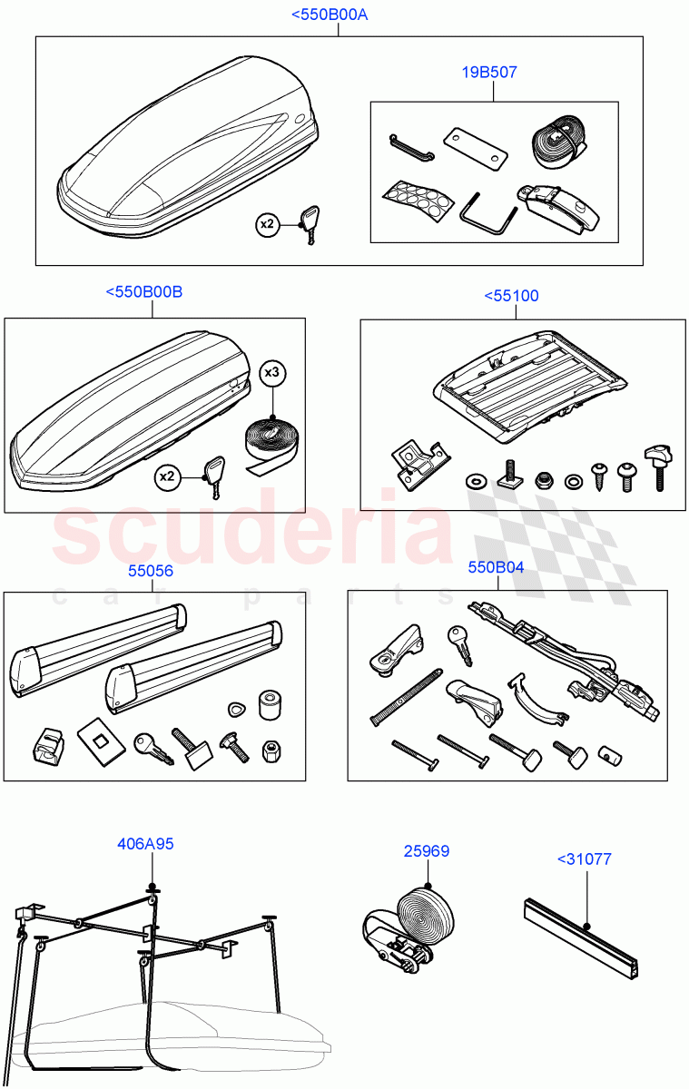 Carriers & Boxes(Accessory, Roof Carriers)(Halewood (UK),Itatiaia (Brazil)) of Land Rover Land Rover Discovery Sport (2015+) [2.0 Turbo Petrol GTDI]