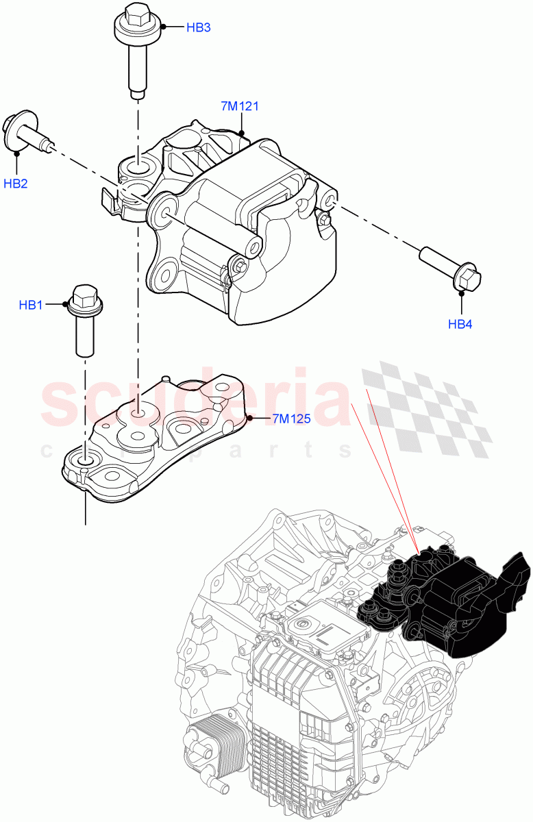 Transmission Mounting (1.5L AJ20P3 Petrol High, 8 Speed Automatic Trans 8G30, Changsu (China), 1.5L AJ20P3 Petrol High PHEV) of Land Rover Land Rover Range Rover Evoque (2019+) [1.5 I3 Turbo Petrol AJ20P3]