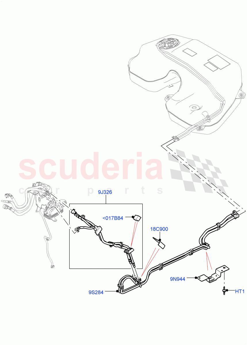 Fuel Lines(Rear)(3.0L AJ20D6 Diesel High)((V)FROMLA000001) of Land Rover Land Rover Range Rover Sport (2014+) [3.0 I6 Turbo Diesel AJ20D6]