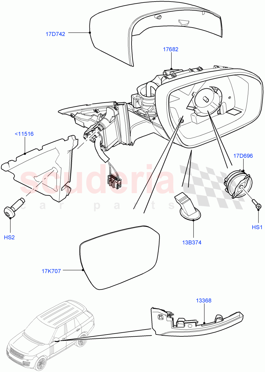 Exterior Rear View Mirror((V)TODA999999) of Land Rover Land Rover Range Rover (2012-2021) [3.0 Diesel 24V DOHC TC]