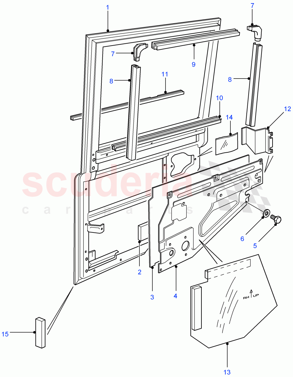 Rear Side Door Assembly (130" Wheelbase, 110" Wheelbase) ((V) FROM7A000001) of Land Rover Land Rover Defender (2007-2016)