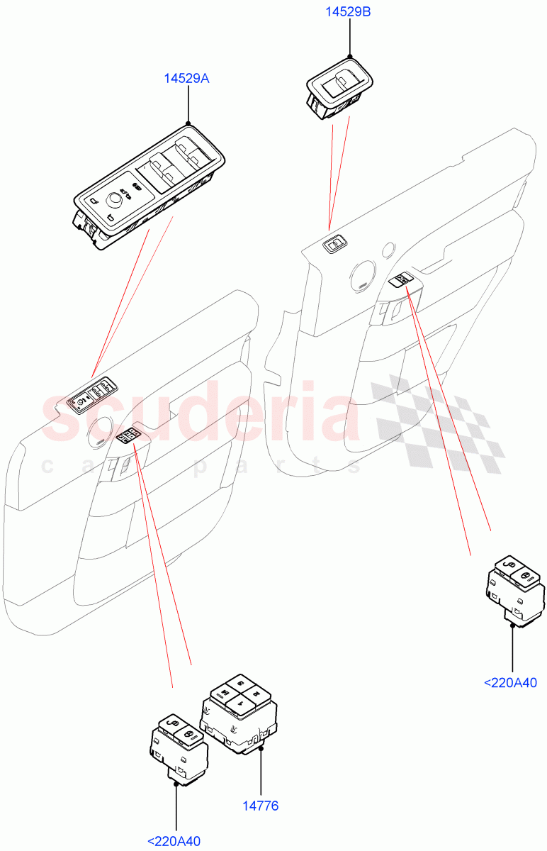 Switches(Front And Rear Doors)((V)FROMJA000001) of Land Rover Land Rover Range Rover Sport (2014+) [2.0 Turbo Petrol AJ200P]