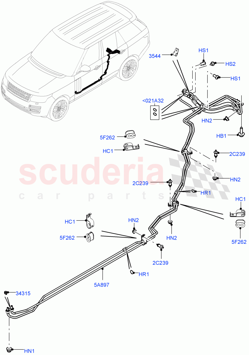 Active Anti-Roll Bar System(Rear, ARC Pipes)(5.0 Petrol AJ133 DOHC CDA,With ACE Suspension,4.4L DOHC DITC V8 Diesel,5.0L OHC SGDI SC V8 Petrol - AJ133,5.0L P AJ133 DOHC CDA S/C Enhanced)((V)TOJA999999) of Land Rover Land Rover Range Rover (2012-2021) [3.0 I6 Turbo Petrol AJ20P6]