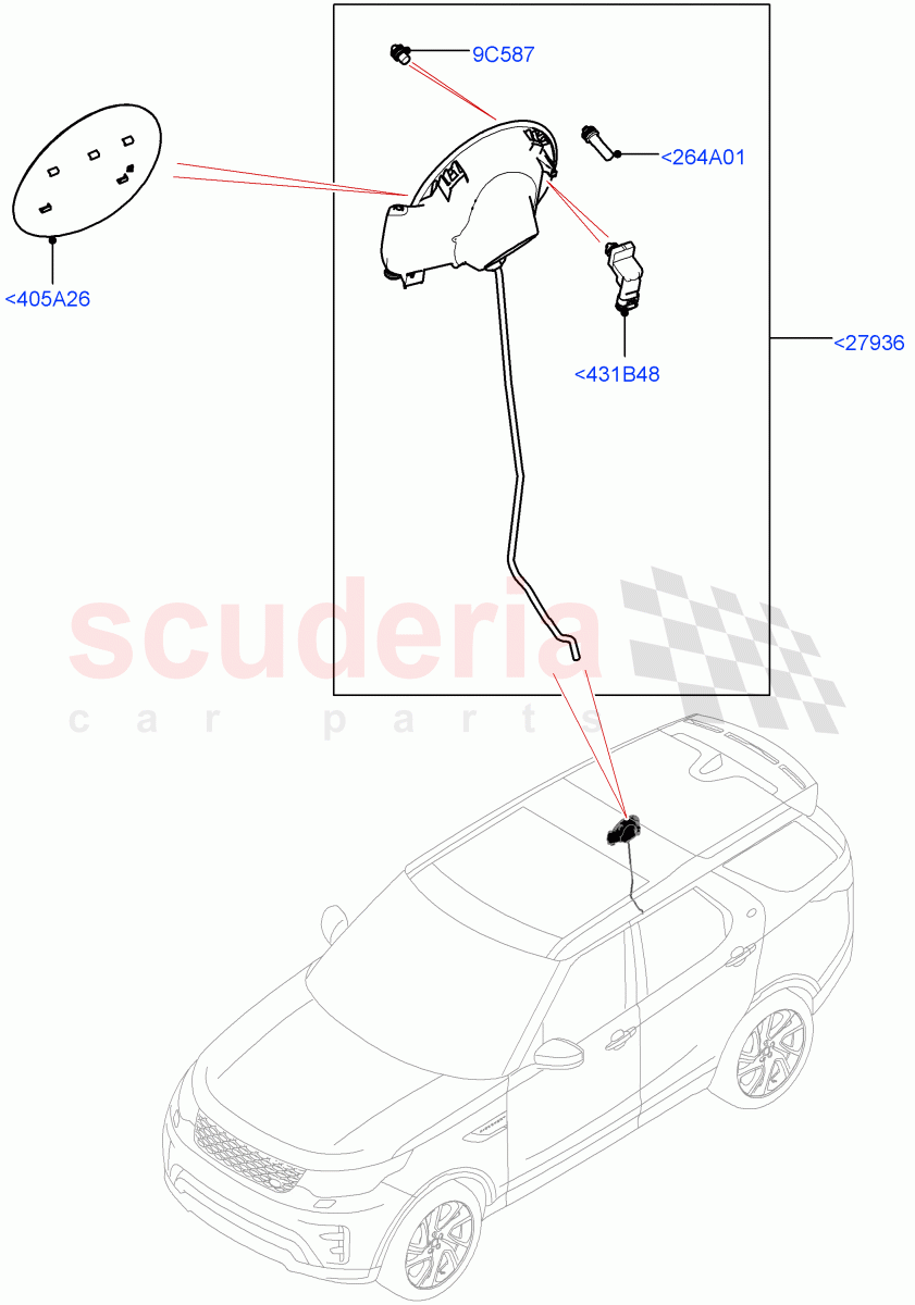 Fuel Tank Filler Door And Controls(Solihull Plant Build)((V)FROMHA000001) of Land Rover Land Rover Discovery 5 (2017+) [2.0 Turbo Petrol AJ200P]