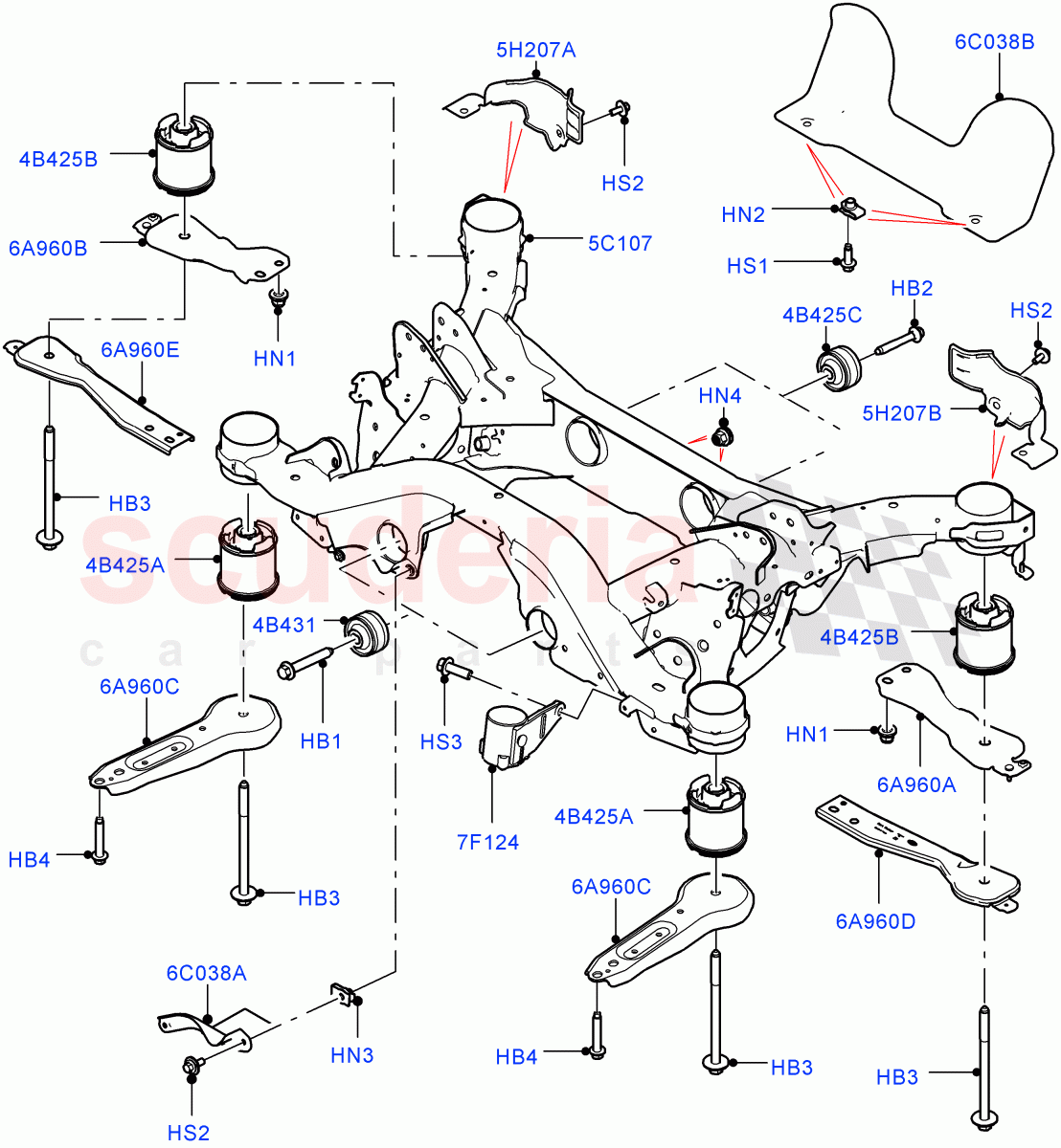 Rear Cross Member & Stabilizer Bar(Crossmember)(Changsu (China),Electric Engine Battery-MHEV)((V)FROMKG446857) of Land Rover Land Rover Discovery Sport (2015+) [2.0 Turbo Diesel AJ21D4]