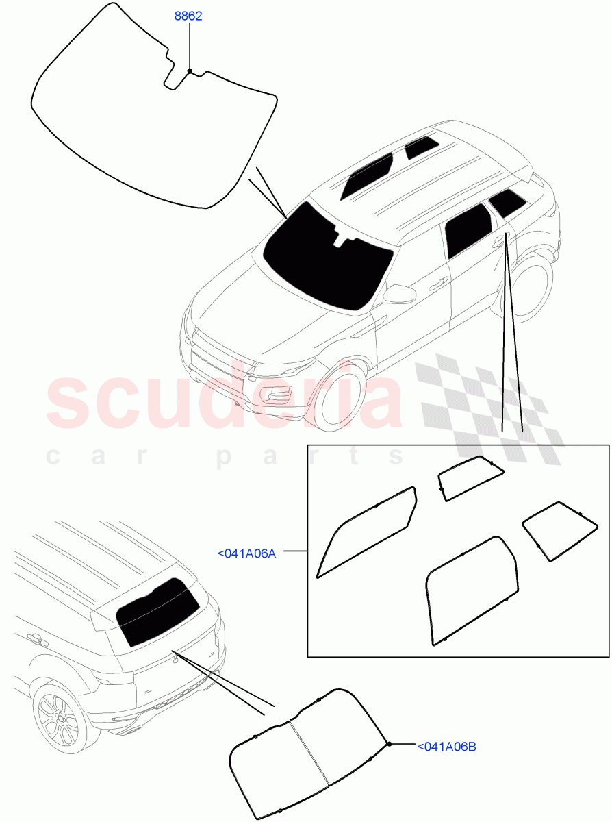 Touring Accessories(Sun Blinds)(Halewood (UK)) of Land Rover Land Rover Range Rover Evoque (2012-2018) [2.0 Turbo Petrol AJ200P]