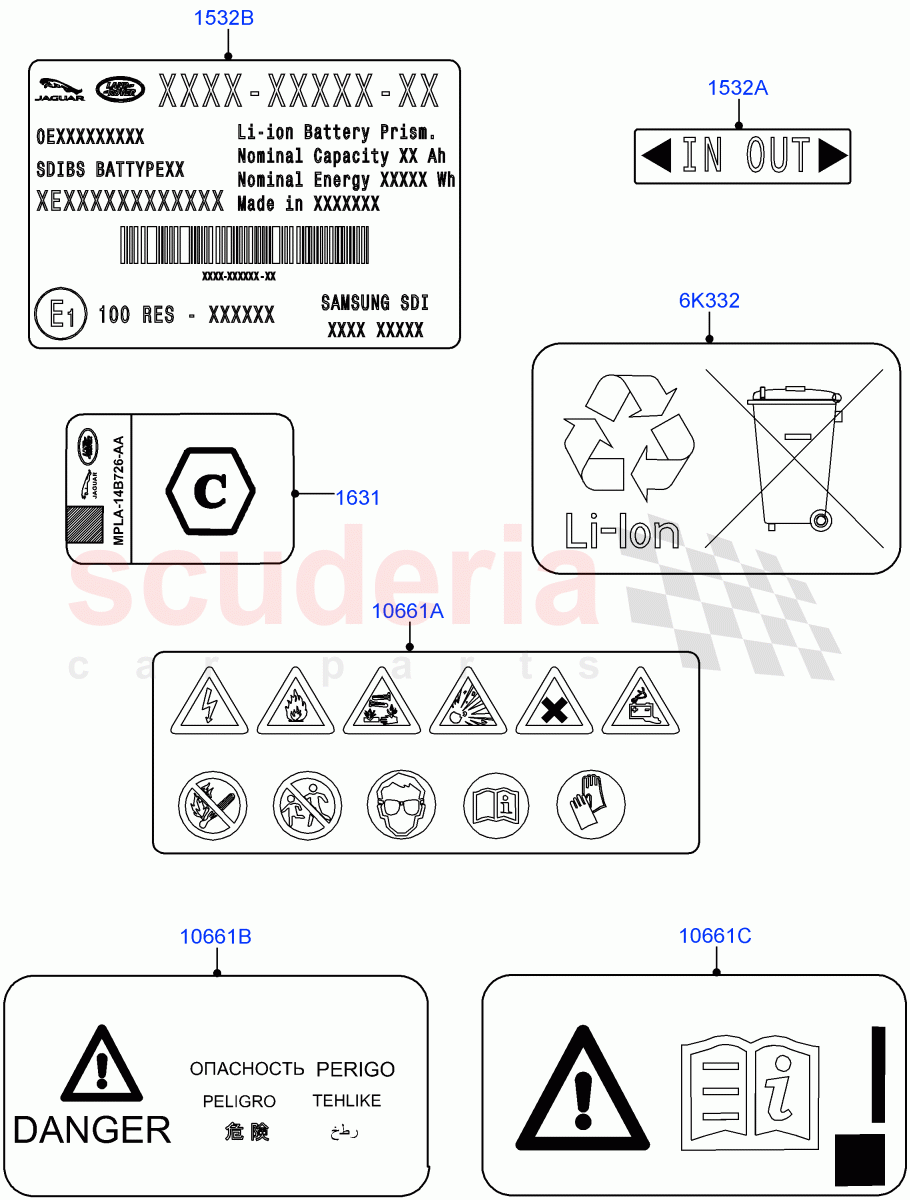 Labels(Traction Battery)(2.0L AJ200P Hi PHEV)((V)FROMJA000001) of Land Rover Land Rover Range Rover Sport (2014+) [4.4 DOHC Diesel V8 DITC]