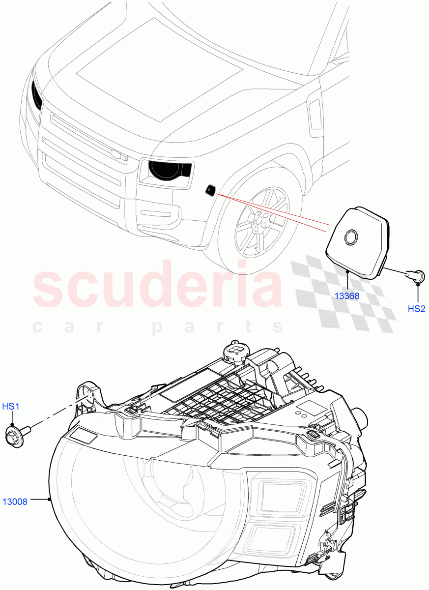 Headlamps And Front Flasher Lamps of Land Rover Land Rover Defender (2020+) [3.0 I6 Turbo Diesel AJ20D6]