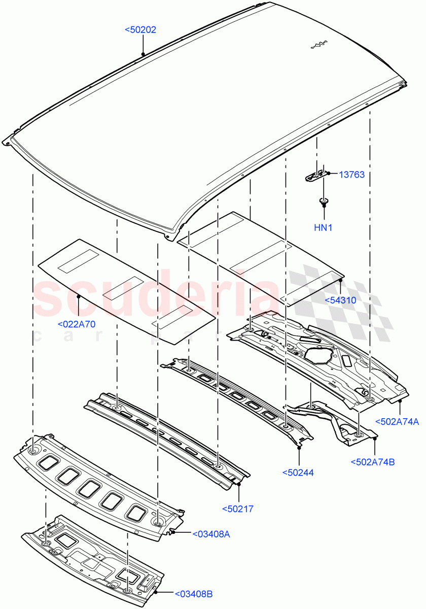 Roof - Sheet Metal(Less Panorama Roof) of Land Rover Land Rover Range Rover Velar (2017+) [3.0 DOHC GDI SC V6 Petrol]