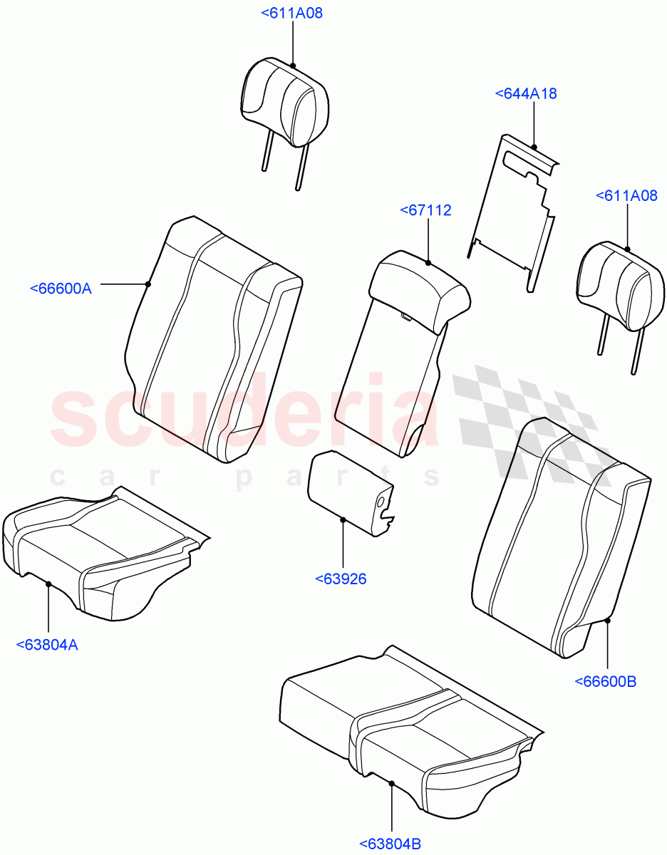 Rear Seat Covers(Semi Aniline Leathr Pinestripe Perf,With 60/40 Power Fold Thru Rr Seat) of Land Rover Land Rover Range Rover (2012-2021) [2.0 Turbo Petrol GTDI]