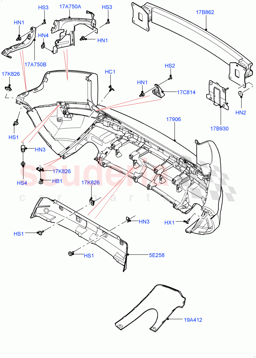 Rear Bumper (Changsu (China), Non Sport/Dynamic) ((V) FROMEG000001) of Land Rover Land Rover Range Rover Evoque (2012-2018) [2.0 Turbo Petrol GTDI]