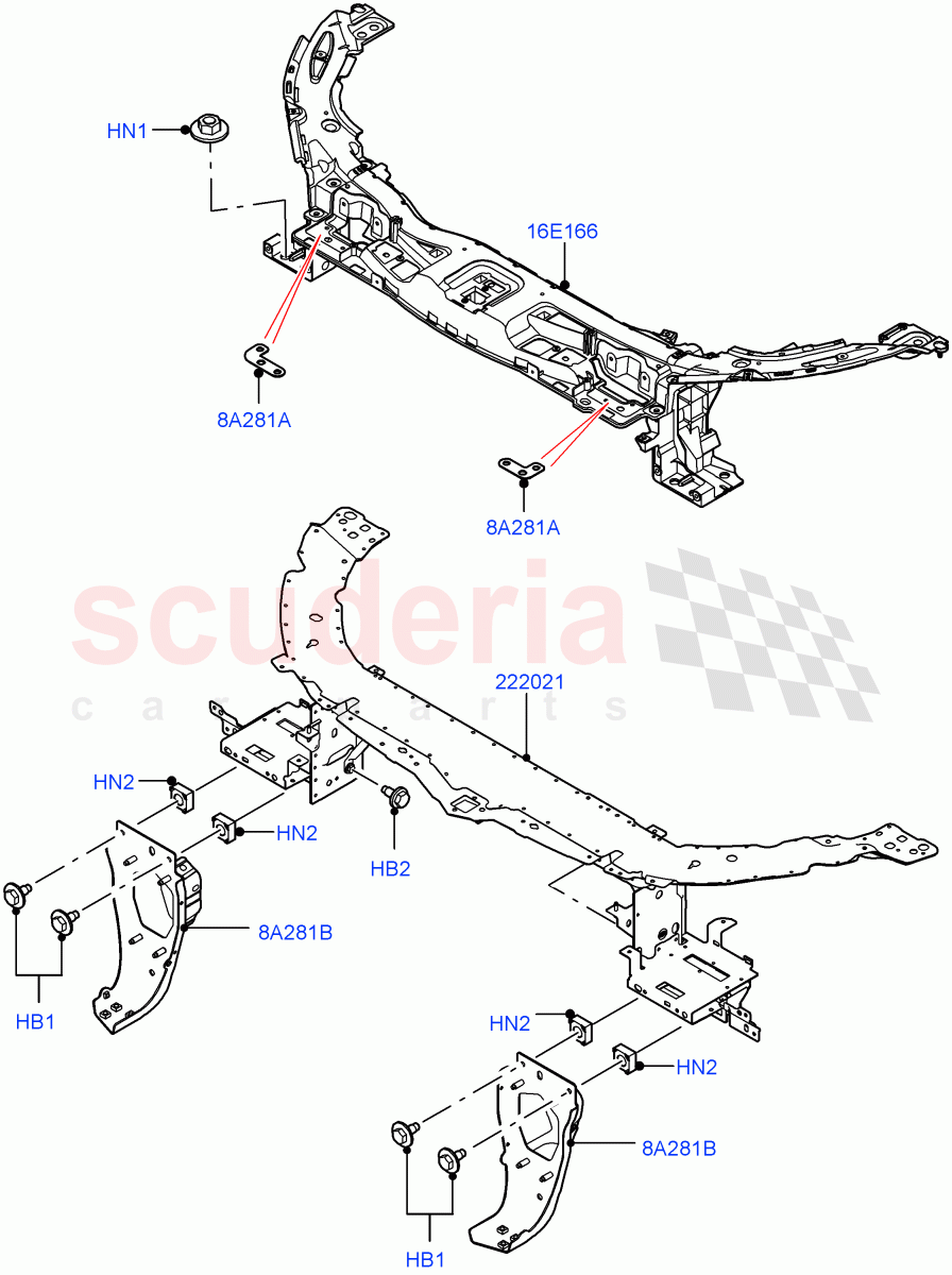 Front Panels, Aprons & Side Members (Front End) (Halewood (UK)) of Land Rover Land Rover Discovery Sport (2015+) [1.5 I3 Turbo Petrol AJ20P3]