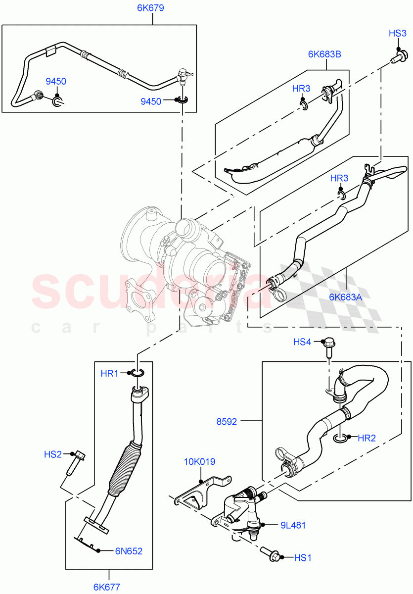 Turbocharger(Lubrication And Cooling)(1.5L AJ20P3 Petrol High PHEV,Changsu (China),1.5L AJ20P3 Petrol High) of Land Rover Land Rover Discovery Sport (2015+) [1.5 I3 Turbo Petrol AJ20P3]