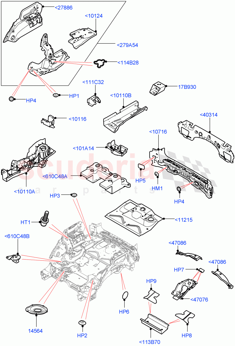 Floor Pan - Centre And Rear(Solihull Plant Build)((V)FROMHA000001) of Land Rover Land Rover Discovery 5 (2017+) [2.0 Turbo Diesel]