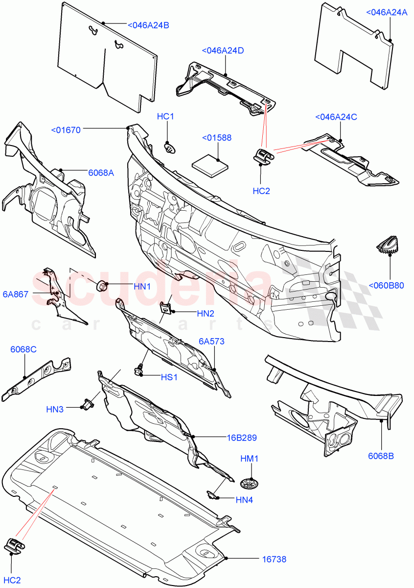 Insulators - Front (Engine Compartment) (Halewood (UK)) of Land Rover Land Rover Range Rover Evoque (2012-2018) [2.0 Turbo Petrol GTDI]
