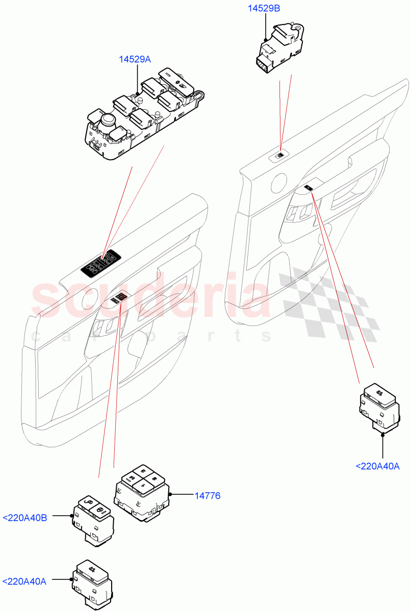 Switches(Solihull Plant Build, Front And Rear Doors)((V)FROMHA000001) of Land Rover Land Rover Discovery 5 (2017+) [3.0 DOHC GDI SC V6 Petrol]