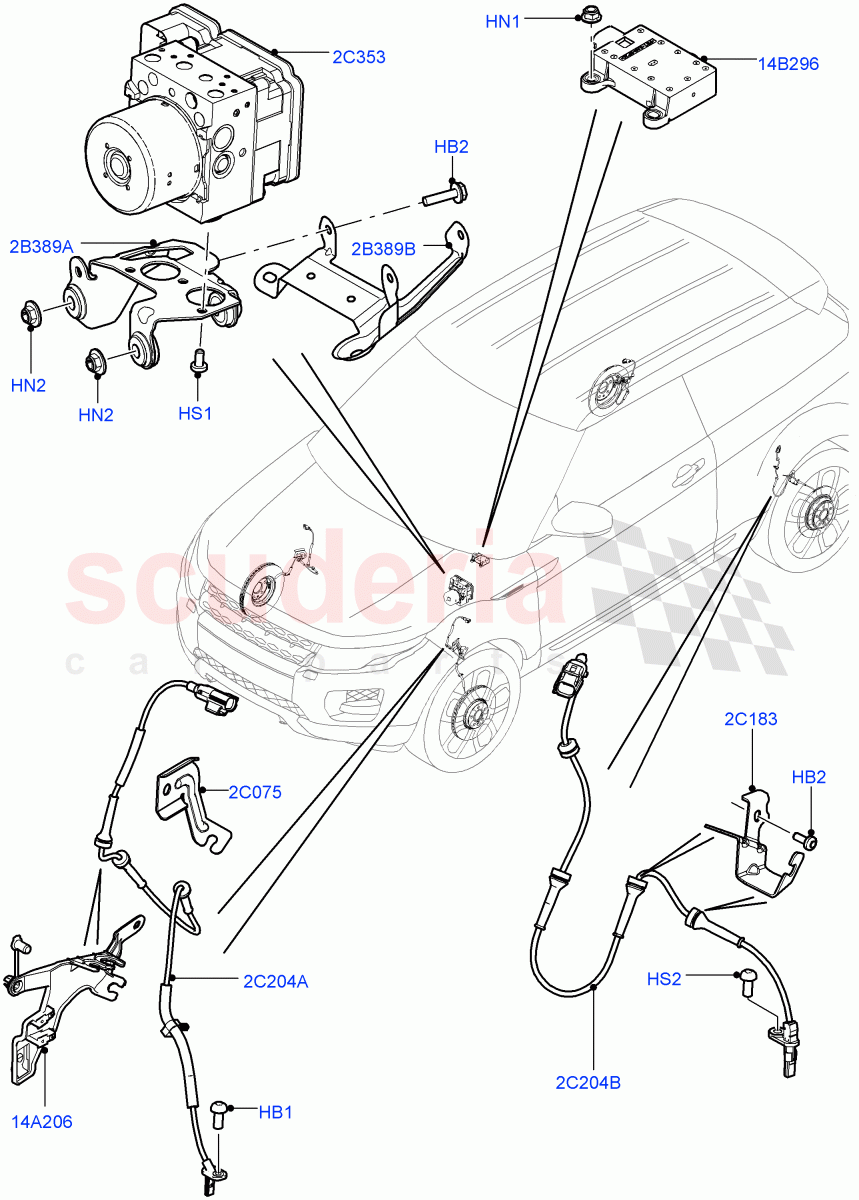 Anti-Lock Braking System(Halewood (UK))((V)TODH999999) of Land Rover Land Rover Range Rover Evoque (2012-2018) [2.0 Turbo Diesel]