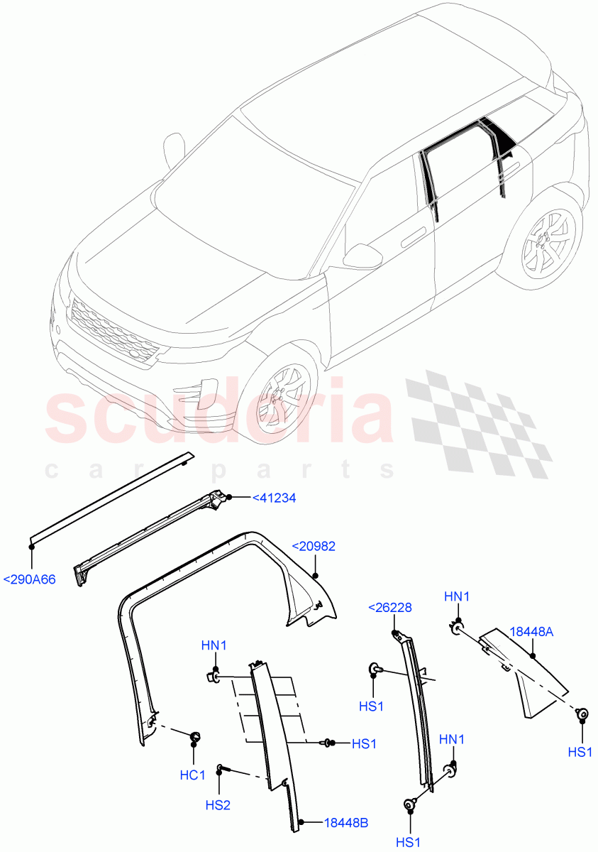 Rear Doors, Hinges & Weatherstrips (Rear Finisher) (Changsu (China)) of Land Rover Land Rover Range Rover Evoque (2019+) [1.5 I3 Turbo Petrol AJ20P3]