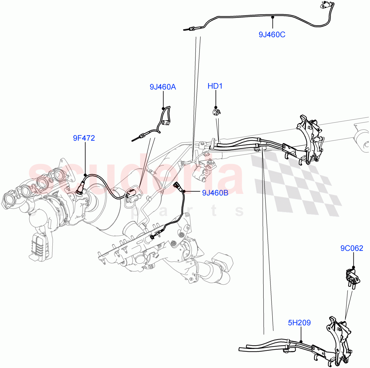 Exhaust System(Exhaust System Sensors)(4.4L DOHC DITC V8 Diesel,Proconve L6 Emissions,Stage V Plus DPF)((V)FROMGA000001) of Land Rover Land Rover Range Rover (2012-2021) [4.4 DOHC Diesel V8 DITC]