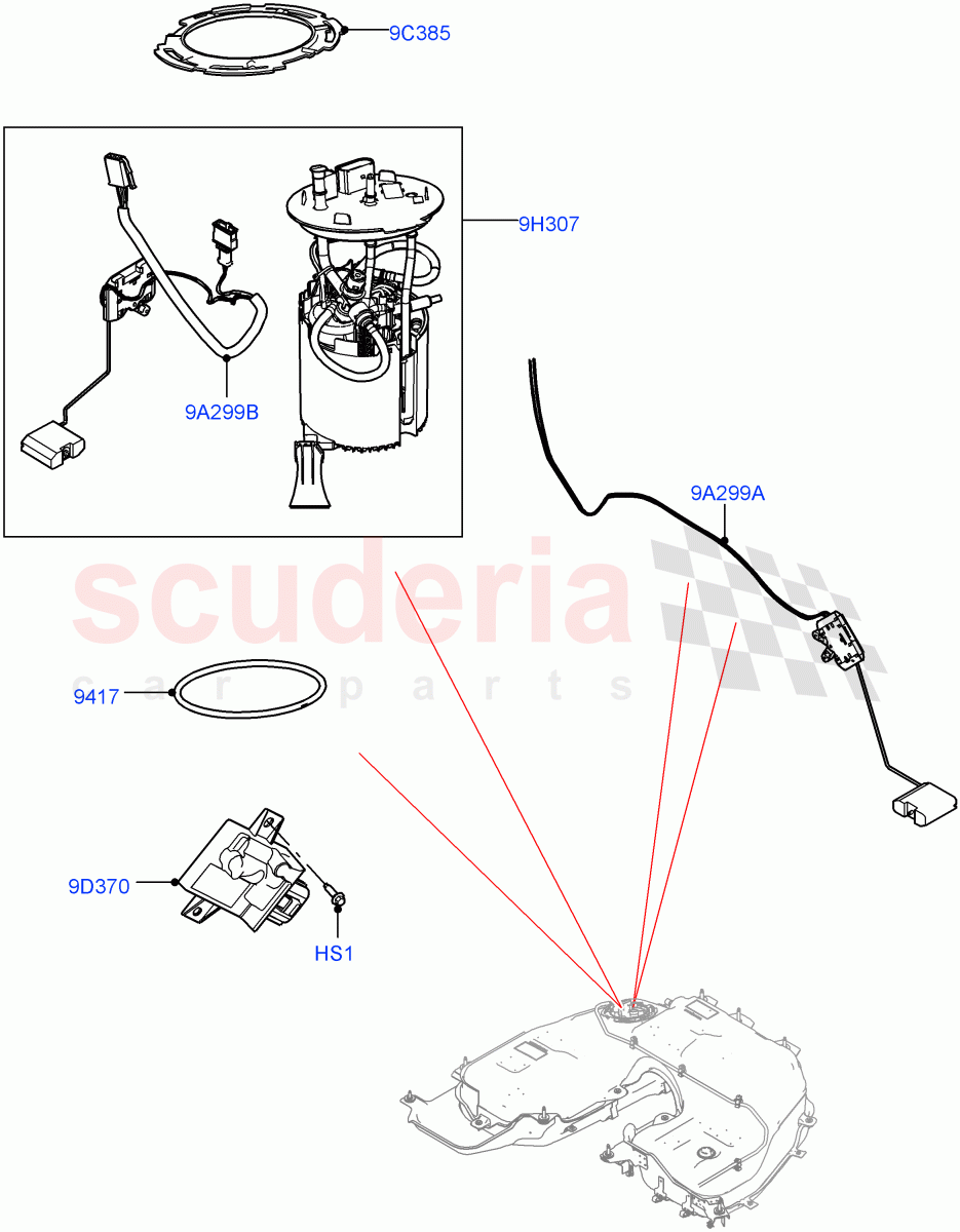 Fuel Pump And Sender Unit(2.0L AJ200P Hi PHEV)((V)FROMJA000001) of Land Rover Land Rover Range Rover Sport (2014+) [2.0 Turbo Petrol AJ200P]