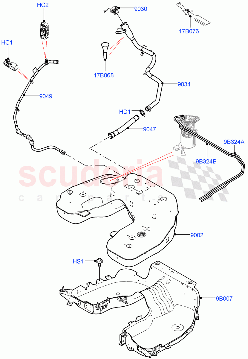 Fuel Tank & Related Parts (Nitra Plant Build) (3.0L AJ20D6 Diesel High, Short Wheelbase) ((V) FROMM2000001) of Land Rover Land Rover Defender (2020+) [3.0 I6 Turbo Diesel AJ20D6]